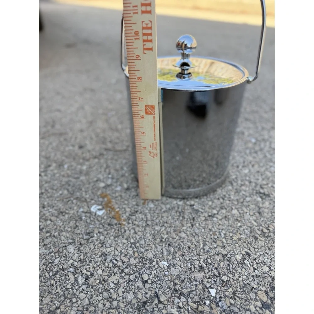 Vintage Kraftware Ice‎ Bucket Chrome Lid Handle Cork Base Barware